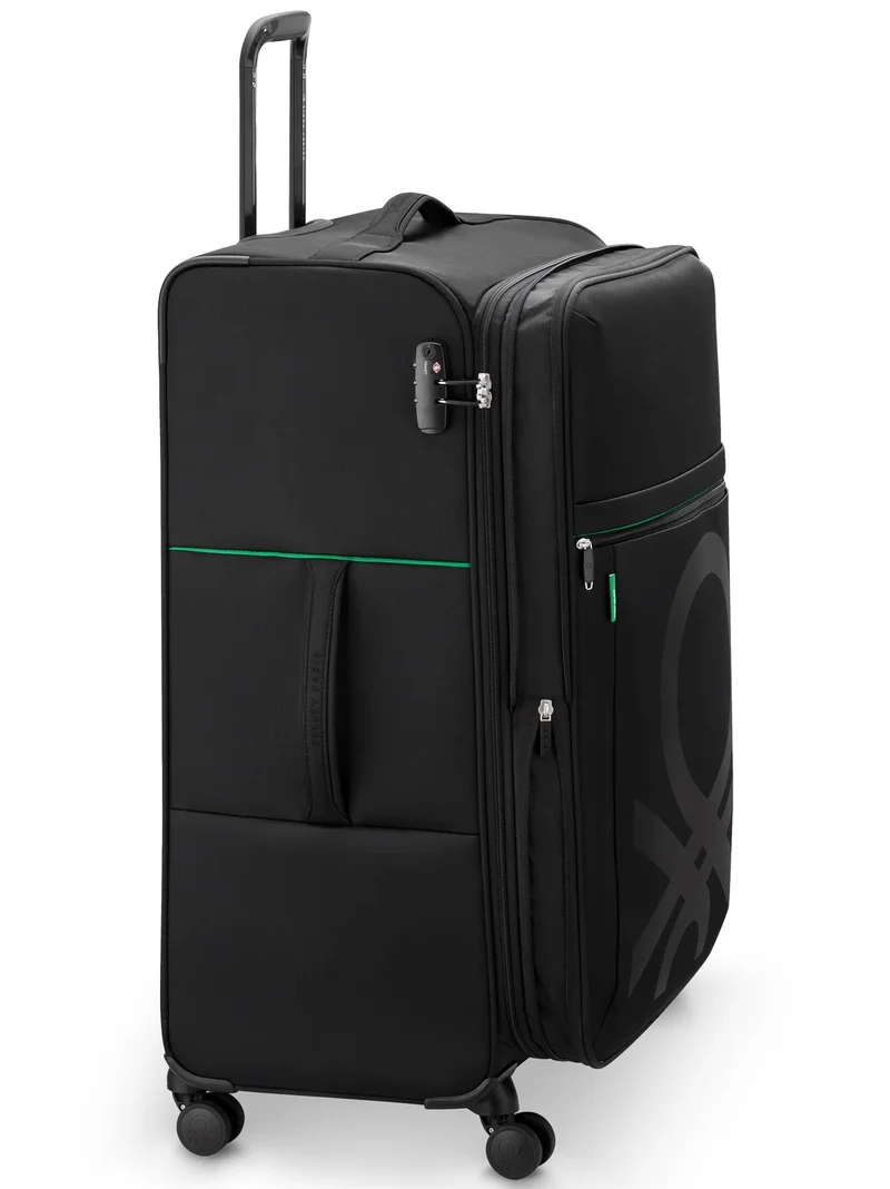 United Colors Of Benetton  Color Block 81 Cm 4-Double Wheeled Softside Expandable Check-In Luggage Trolley Case - Black  | Best Price UAE